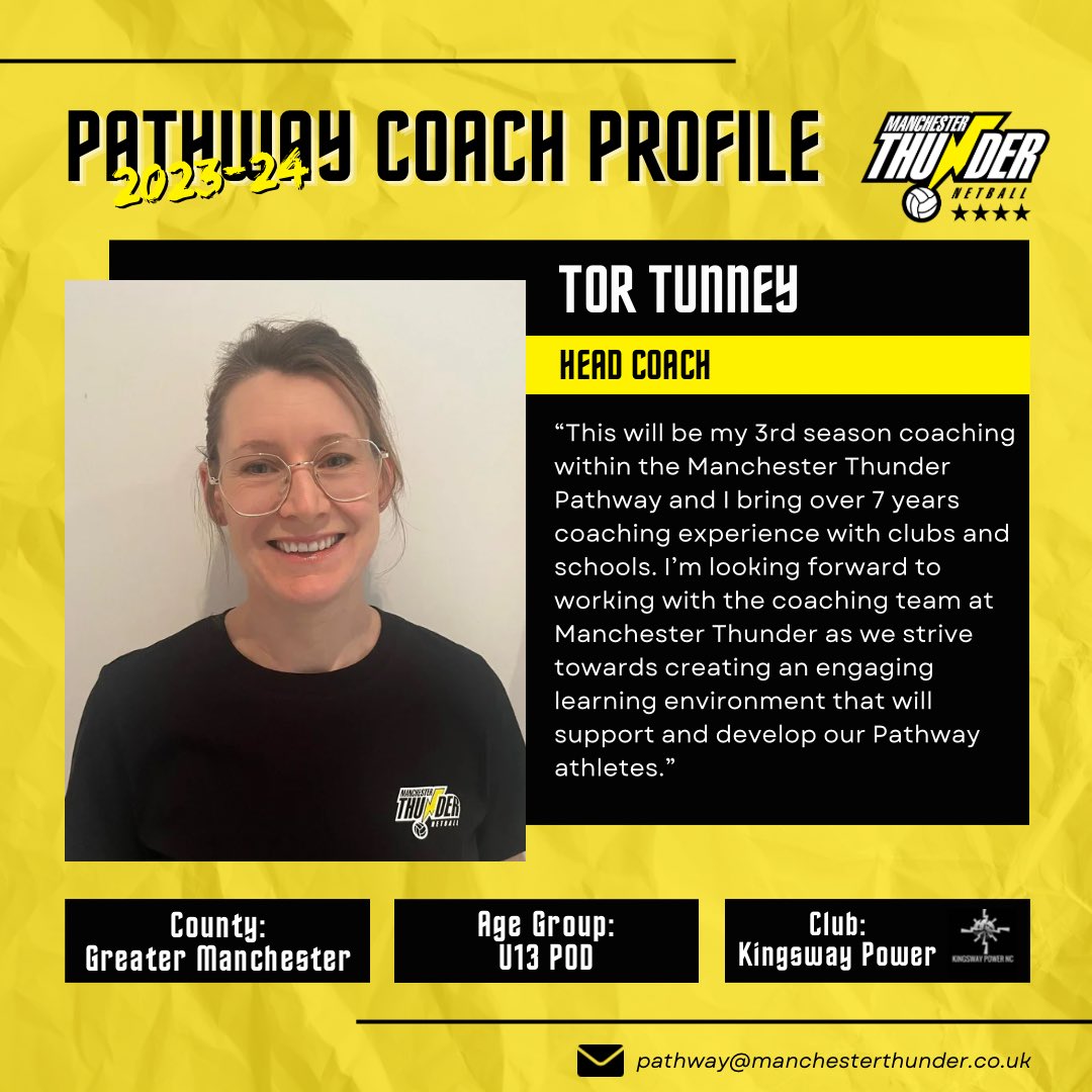 thundernetball's tweet photo. It’s time for another @ThunderPathway squad announcement… here is our U13 POD Thunder Pathway squad😍 a huge well done to you all !

Head coach for the U13 Pod’s will be lead by Tor Tunney alongside Charlotte Palmer as assistant coach 🖤💛 https://t.co/EB1WdcfuFa