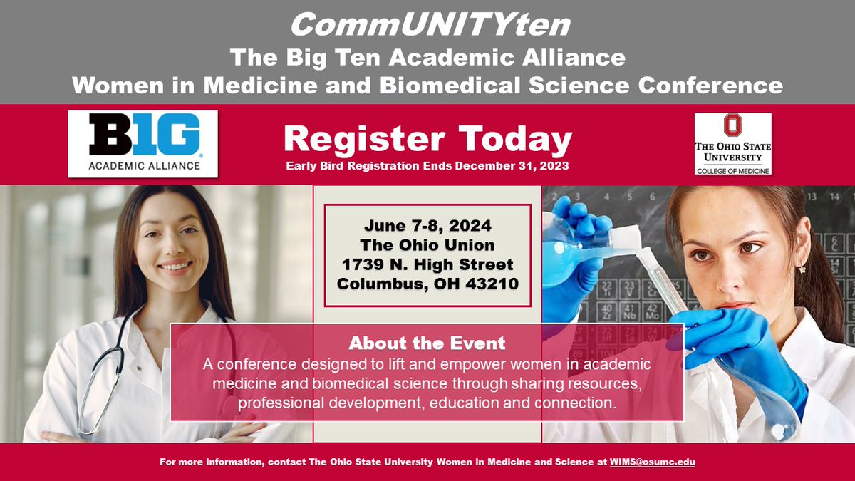 Carol Bradford (@deanbradfordmd) on Twitter photo Join us at #CommUNITYten hosted by #OSUCOM! This event is dedicated to honoring & uplifting #WomenInMedicine & #WomenInScience. Engage with like-minded trailblazers, gain insights from empowering resources & enhance your educational journey. <a href="/OhioStateWIMS/">Ohio State WIMS</a>
web.cvent.com/event/e6285857… Join us at #CommUNITYten hosted by #OSUCOM! This event is dedicated to honoring & uplifting #WomenInMedicine & #WomenInScience. Engage with like-minded trailblazers, gain insights from empowering resources & enhance your educational journey. <a href="/OhioStateWIMS/">Ohio State WIMS</a>
web.cvent.com/event/e6285857…