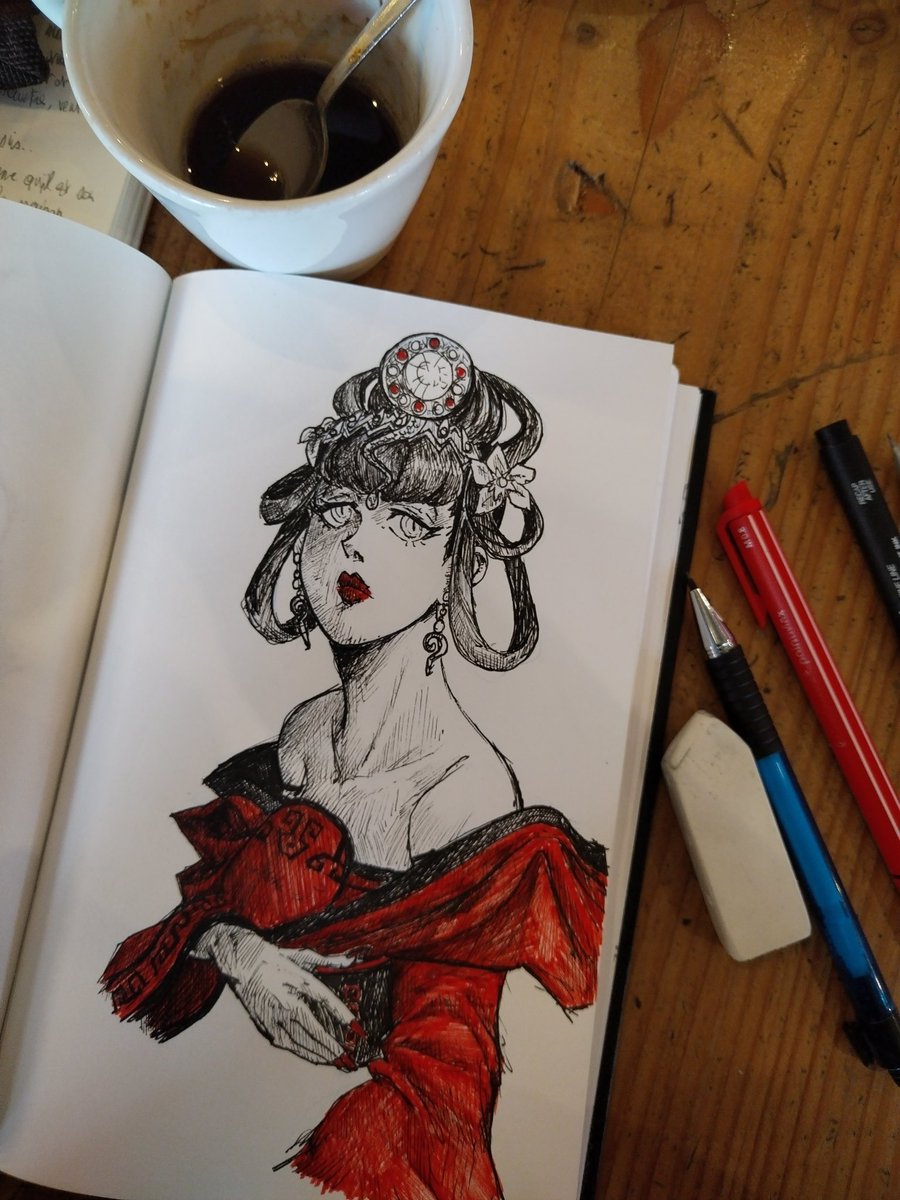 Two cups of coffee+ a red marker at the end of its life + noises of a crowded bar = Nuwa