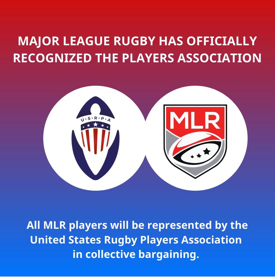 After almost three years of organizing, the <a href="/USARugbyPlayers/">USRPA</a> has been officially recognized by <a href="/usmlr/">Major League Rugby</a> and will become the players’ collective bargaining representative. 

Read more at: RugbyUnionNow.com/press-release