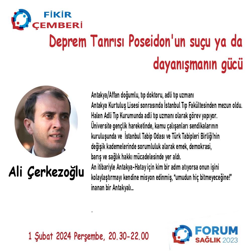forumsaglik2023's tweet photo. 🗨️  
          DEPREM TANRISI
            POSEDİON’UN
                    SUÇU

                     ya da

       DAYANIŞMANIN GÜCÜ

🗓️ 1Şubat 2024 Perşembe 
⏰ 20.30-22.00

Youtube ForumSaglik2023’ten canlı yayın https://t.co/T3ftZv7SlK