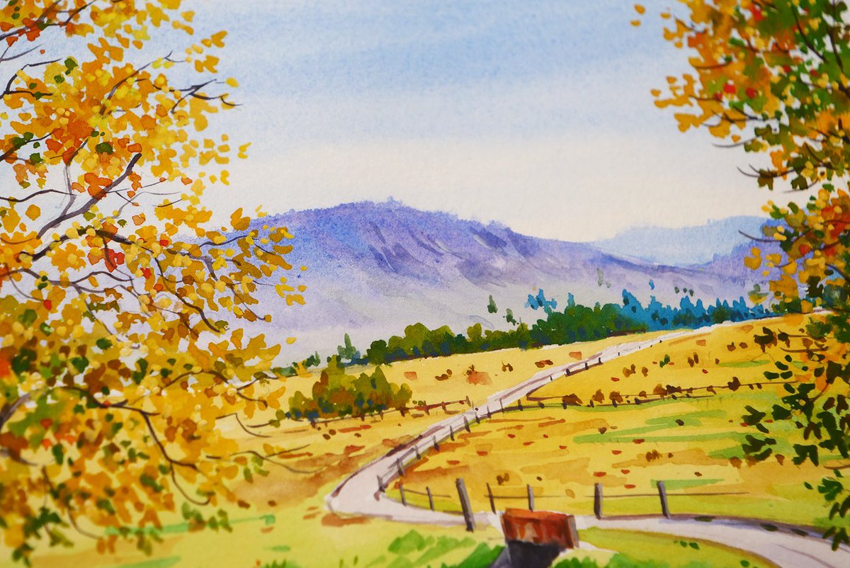 Mitty_lu220's tweet photo. 秋天🍂 watercolorpainting
#painting #watercolor  #watercolorpainting #水彩�� #风景画 #画画 #绘画 https://t.co/lX4PAFj860
