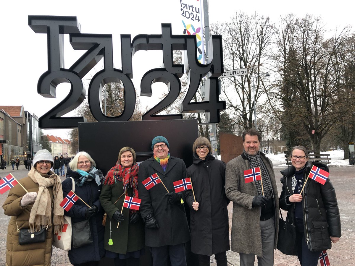 KempIsabel's tweet photo. Celebrating the opening of @Tartu2024 European Capital of Culture together with friends from @bodo2024 and @baerumkommune. Next week Norway launches the @bodo2024 Capital of Culture programme #ARCTICulation @visitnorway https://t.co/EB9yDAt1Zu