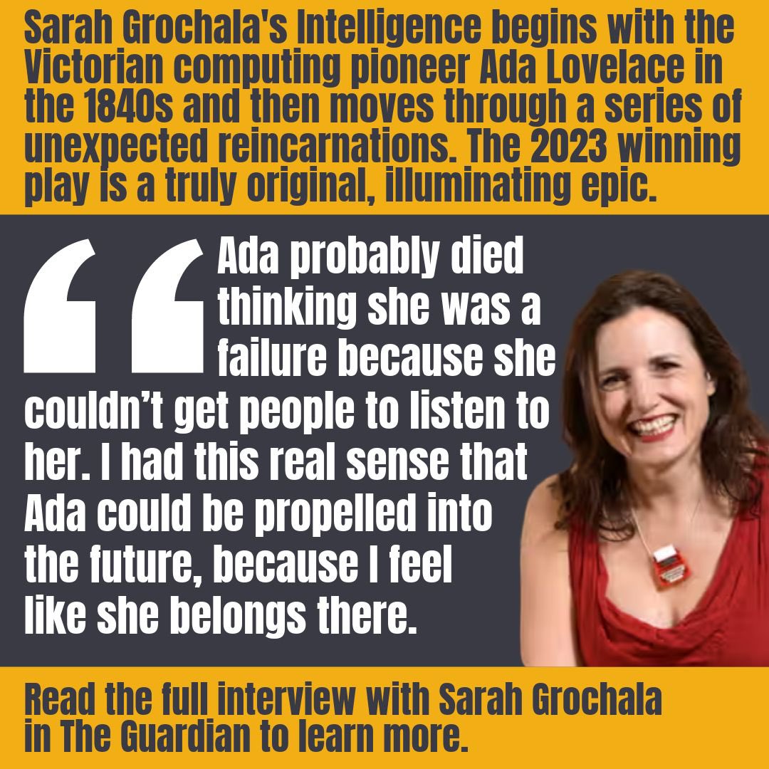 ICYMI: Check out the interview with Sarah Grochala, winner of the Women’s Prize for Playwriting 2023, for her era-hopping epic play, Intelligence, in The Guardian. amp.theguardian.com/stage/2024/jan… 📸 Photography by Christian Sinibaldi