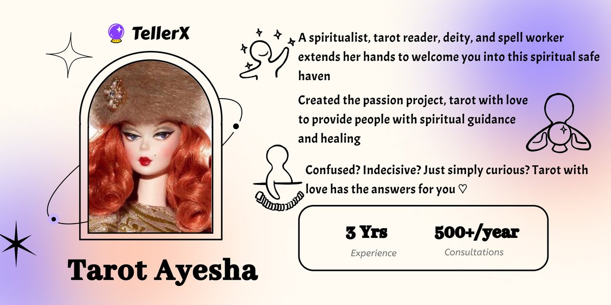 TellerX (@tellerxlabs) on Twitter photo Welcome <a href="/tarotwithlove/">tarotwithlove</a>, the newest South African #tarot master ๐ฟ๐ฆ๐ฎ to join forces with #TellerX! โจ๐
Master Ayesha's tarot journey began three years ago and her passion project, Tarot With Love, has been soaring ever since. As a #spiritualist, #TarotReader, #Deity, and Welcome <a href="/tarotwithlove/">tarotwithlove</a>, the newest South African #tarot master ๐ฟ๐ฆ๐ฎ to join forces with #TellerX! โจ๐
Master Ayesha's tarot journey began three years ago and her passion project, Tarot With Love, has been soaring ever since. As a #spiritualist, #TarotReader, #Deity, and