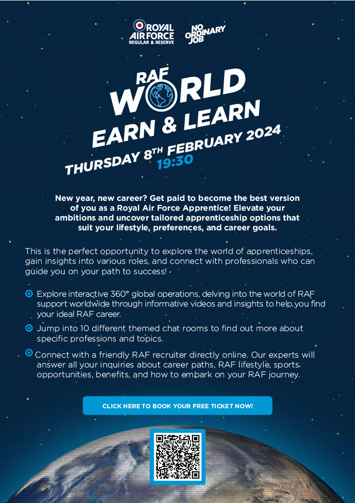 Ready to explore an RAF career? Discover their Award-winning Apprenticeships! RAF World isn't just an event; it's an immersive experience where you’ll gain insight into both Regular and Reserve roles that the RAF has to offer - loom.ly/IV034eE 

#apprenticeships #NAW2024