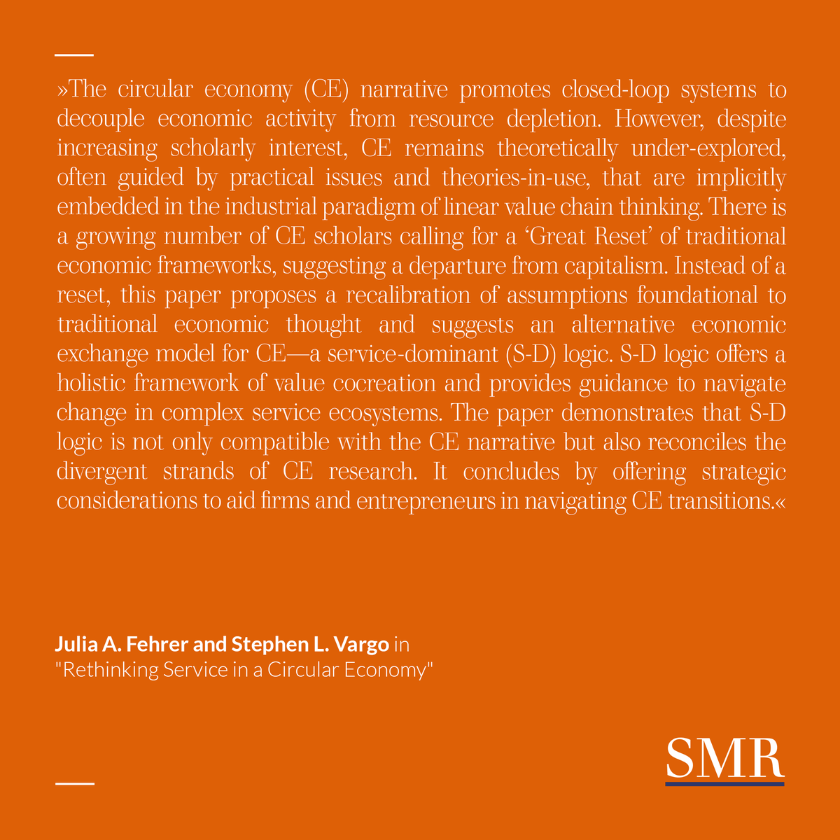 journal_smr's tweet photo. While the Circular Economy (CE) is gaining traction as a research topic, current studies disproportionately emphasize practical aspects, neglecting its theoretical exploration. To address this, some scholars propose a "Great Reset" in CE research, (1/3) https://t.co/EfbhmW2OF9
