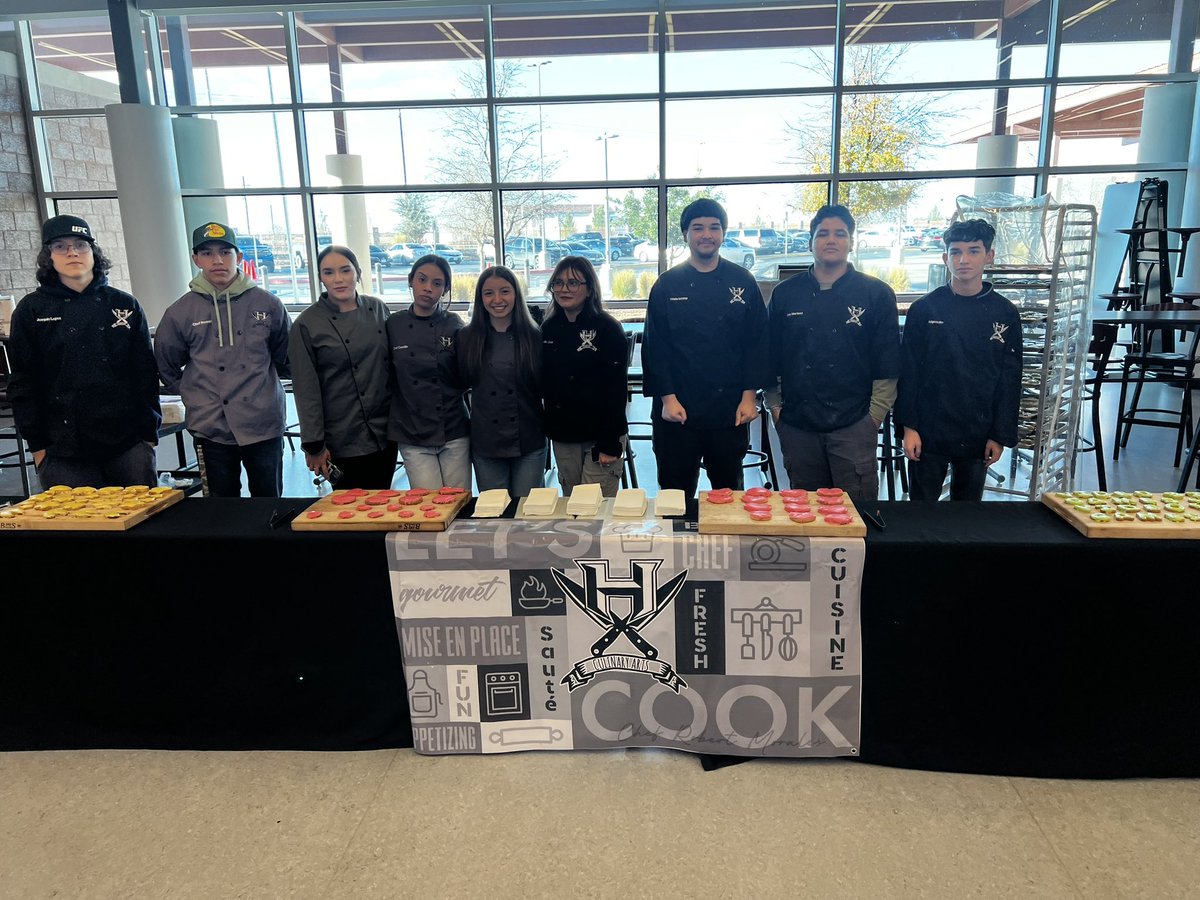 HHSCulinaryArt's tweet photo. SEL event this morning.  Extremely blessed to have student with such dedication to our program. 7am showtime to prepare cookies for our HHS students. #scorpionstrong #reptheh https://t.co/vo7KeF2Cbg