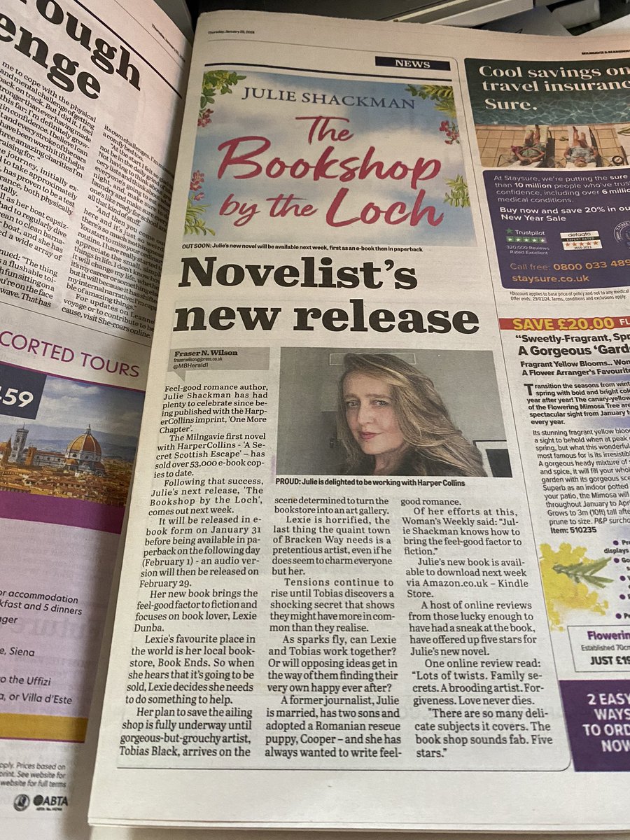 💜Thank you to the @MBHerald1 for the great mention in this week’s edition 💜@0neMoreChapter_ @HarperCollinsUK @Harper360 @JennieRothwell1 #newbook #romance #friday #amwritingromance