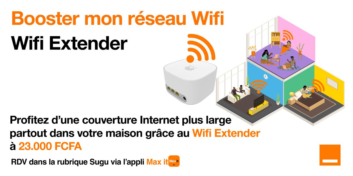 Orange_Mali's tweet image. Boostez la couverture de votre connexion Internet partout dans la maison avec le Wifi Extender (répéteur wifi).

Rendez-vous vite sur la boutique en ligne Orange via Max it ou en agence.

#WifiExtender
#OrangeMali
#Maxit