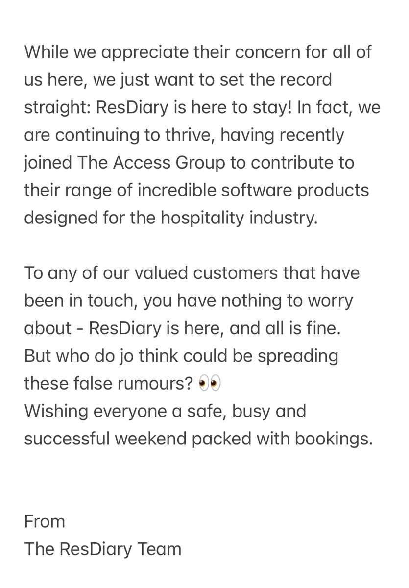 ResDiary tweet media