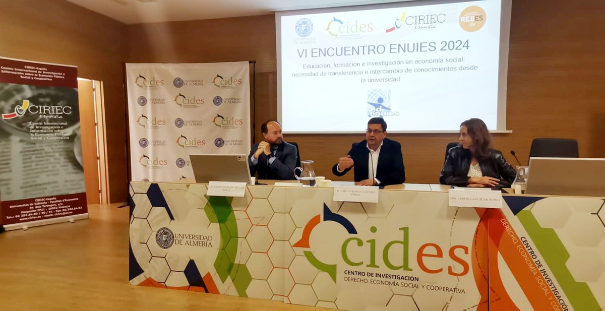 Clausuramos el #ENUIES y <a href="/Red_REJIES/">REJIES</a> 2024. Un honor tener al secretario general de #Universidades de <a href="/AndaluciaJunta/">Junta de Andalucía</a> <a href="/Rherrera25/">Ramón Herrera</a>, junto al vicerrector <a href="/ualmeria/">Universidad de Almería</a> José Antonio Sánchez 
Dos días de intensa reflexión sobre la investigación en #EconomíaSocial, y también su evaluación