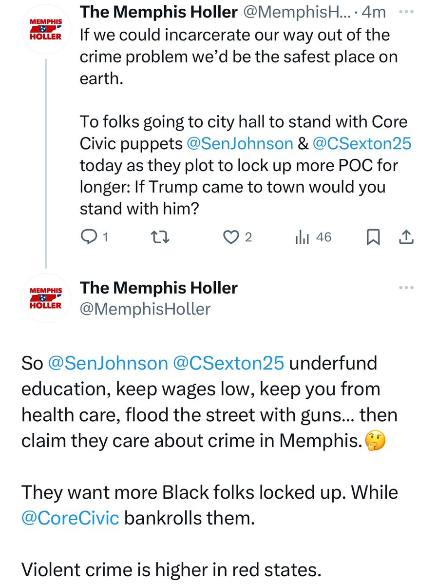 TheTNHoller's tweet photo. Some @MemphisHoller thoughts as @SenJohnson &amp; @CSexton25 pretend to care about crime in MEMPHIS today… https://t.co/EvQn26wTzp