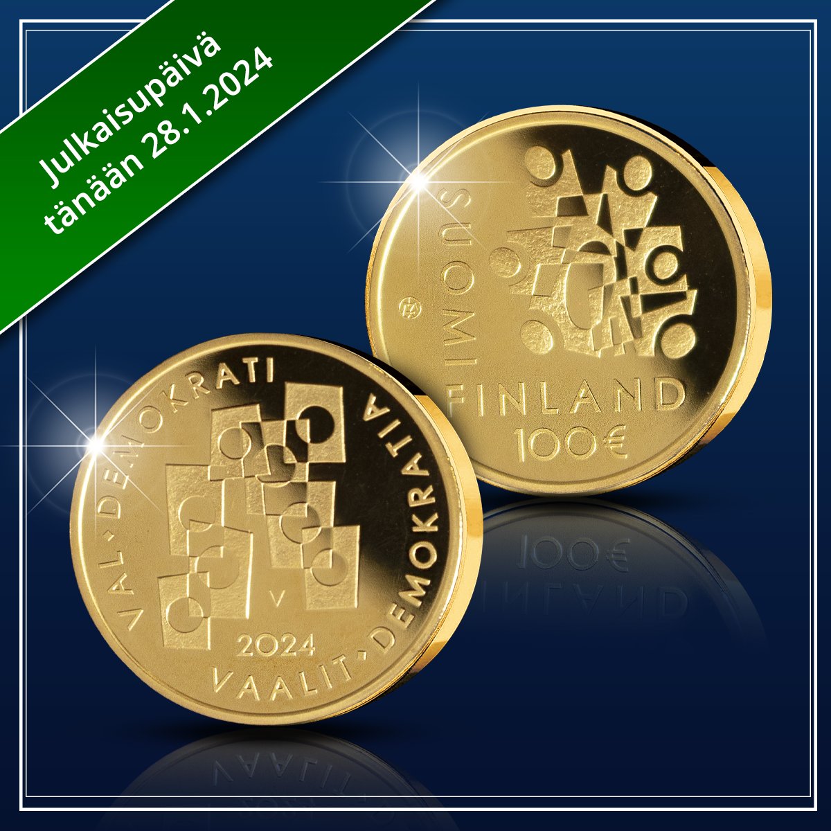 suomenmoneta's tweet photo. Hyvää vaalipäivää! Tänään julkaistava kultaraha nostaa esiin vapaiden vaalien tärkeyden. Juhlarahojen aiheet ovatkin usein hyvin ajankohtaisia, historiallisia merkkipaaluja ja aikamme ilmiöitä. Lue suomalaisesta juhlarahaperinteestä blogistamme 👉 https://t.co/67EpjTEPIH https://t.co/Lh24zUgngJ
