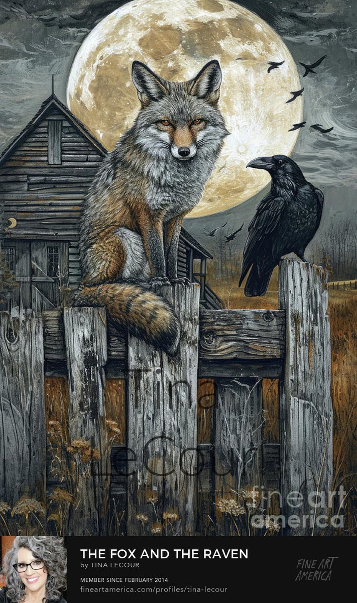 TinaLeCour's tweet photo. The Fox And The Raven...Can be purchased here..https://t.co/LxdckUsjq7
#Raven #Ravens #birds #bird #fox #moon #MoonlightMystique #wallartforsale #Animals #Animal #animalsfun #homedecor #homedesign #interiordecor #interiordesign #gifts #giftsforher #giftideas #greetingcards https://t.co/lF4QzqvVws