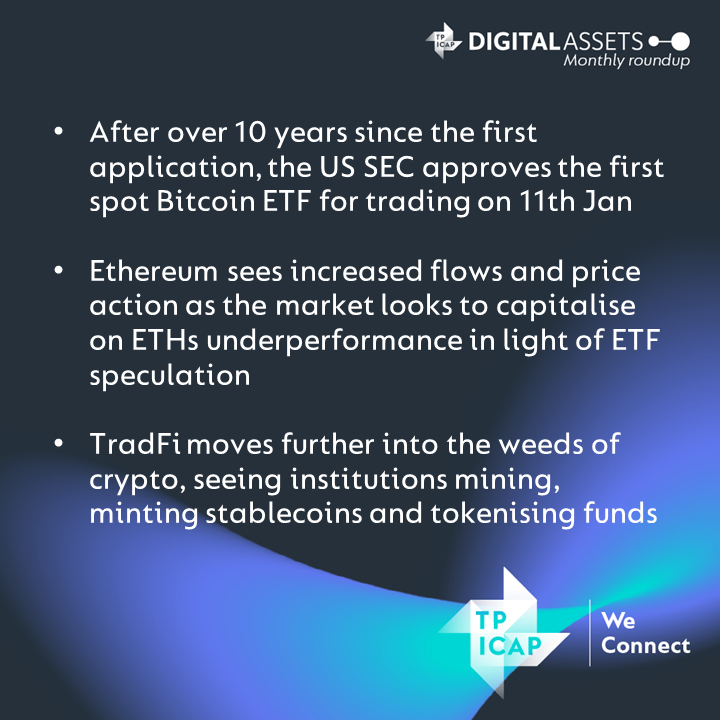 Is 2024 the year of institutional crypto adoption? With the SEC approving the first US spot Bitcoin ETF in January - a rollercoaster month, we believe digital assets are becoming increasingly important across financial markets. Read our market update: bit.ly/3UceaAL