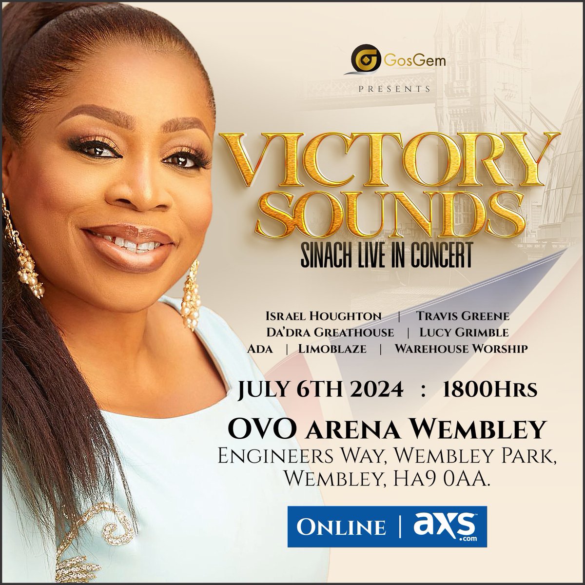 SINACH LIVE IN LONDON OVO ARENA WEMBLEY JULY 6th USE THE LINK : sinachmusic.com/event/victory-… TO BOOK A TICKET NOW #sinach #victorysounds #waymaker #iknowwhoiam #victoryismyname #sponsoredbygrace #london #worship #praise #sinach #sinachliveinconcert #sinachliveinlondon