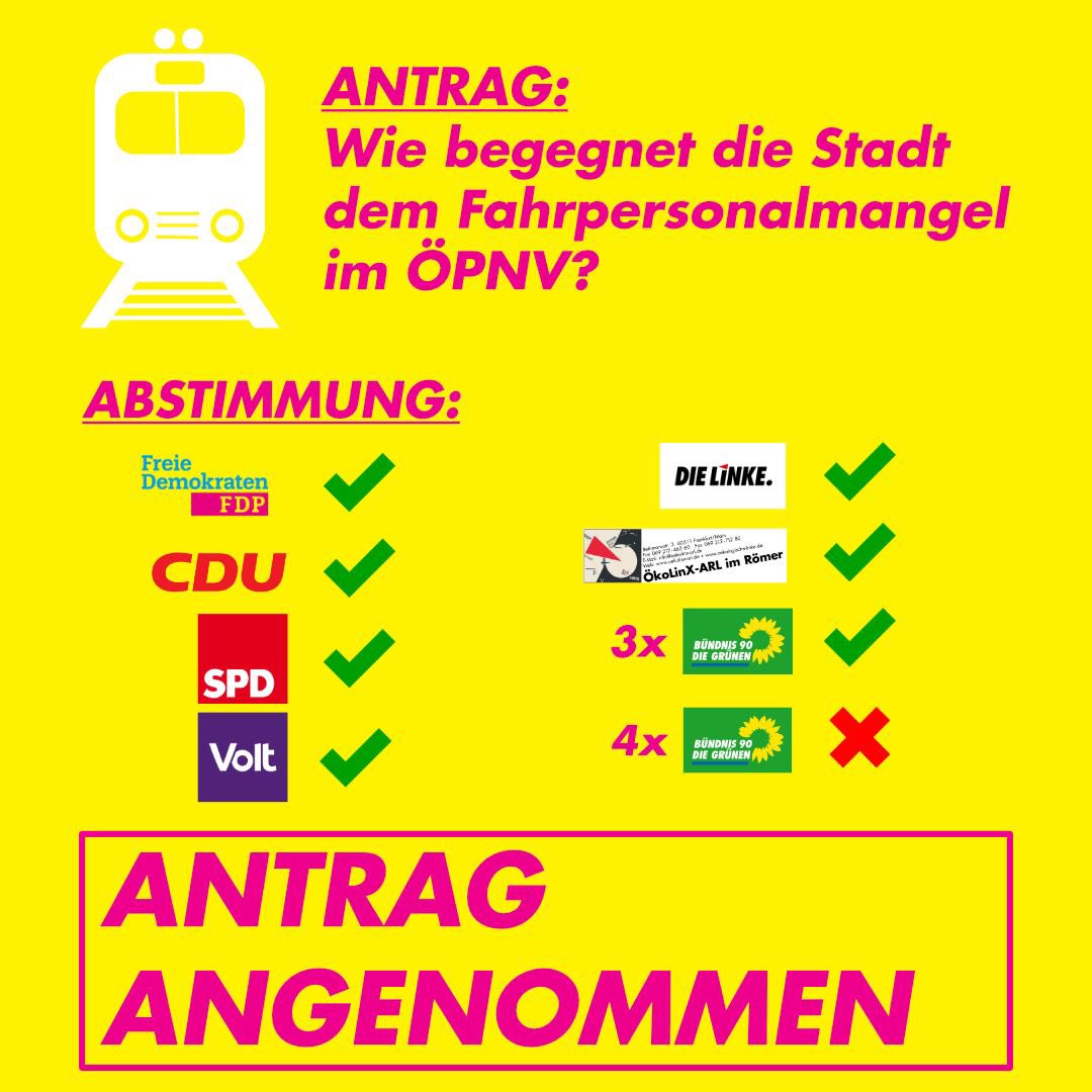 FDPffm_nbo's tweet photo. Ab morgen fahren in #Frankfurt die Busse, U- und Straßenbahnen seltener. Der #VGF fehlt das Fahrpersonal. Wir wollten wissen, ob die Stadt ein Konzept hat, wie sie solche Maßnahmen zukünftig vermeidet. https://t.co/ry9rCbC70n? https://t.co/TCxaeKna5j