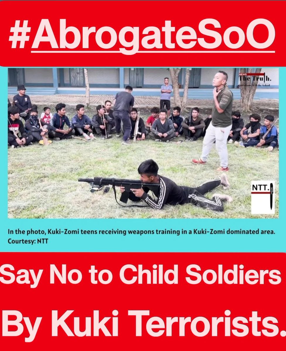 VladAdiReturns's tweet photo. The Suspension of Operations (SoO) Agreement is a three way agreement signed between MHA, Manipur State Government and 25 Kuki terr0rist groups.
Some of the major terms of this agreement are :
1) So called "SoO militants" cannot move in public with weapons and have to stay in designated relief camps.
2) They shall refrain from violent and unlawful activities like extortion.
3) They shall not create new organisations and do fresh recruitments.
These Kuki terr0rists are paid a monthly stipend from our taxpayer money. However, the Kuki UG groups have violated each and every term of SoO with sickening frequency :
Violation of Term 1 :
A) A surprise inspection of SoO camps on June 3rd found only 58% of the cadres present.
B) Armed militants were found to be absent from designated SoO camps around Moreh during search operations on November 2nd.
Violation of Term 2 :
C) The brutal and callous murd€rs of teenagers
Linthoingambi and Hemanjit
The callous execution of Chingkheingamba and Nganleiba on fifth of July.
Terr0rists cannot be allowed to hold Bharatiya territory to ransom. They must not be paid from our taxpayer money.
This #RepublicDay let us demand the abrogation of this failed agreement.
#RepublicDay2024 #KukiMilitantsViolatedSoO
#AbrogateSoO
@hindupost @HinduHate @KreatelyMedia @DivyaSoti
@ajaychauhan41 @AbhijitChavda @RituRathaur