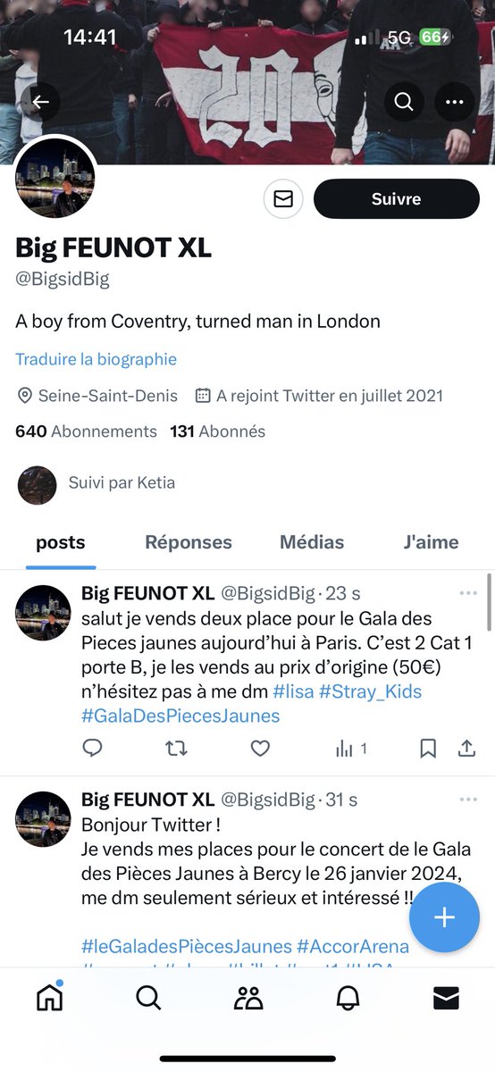 antiarnaque01_'s tweet photo. n’achetez pas de place à @BigsidBig pour le gala des piece jaune c’est une arnaque !! #leGaladesPiècesJaunes #AccorArena #concert #place #billet #cart1 #LISA #blackpink #Stray_Kids #Paris https://t.co/jsI0GznGvf
