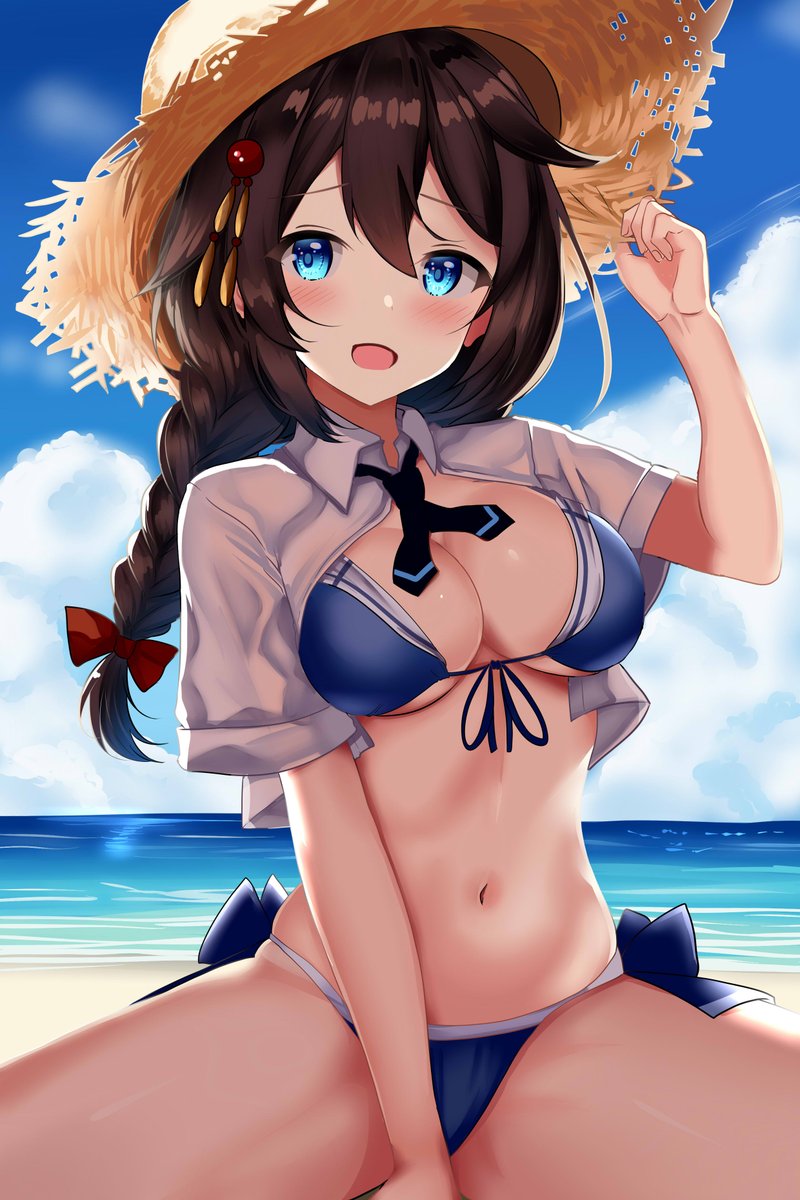 時雨(艦これ) 「#寒すぎるから水着のイラストで暖まろうぜ ああーーーー!!!水着時雨に温めてもら」|火村 モリタカ＠/5月COMITIA144（B51a)/その次は神戸かわさき10のイラスト