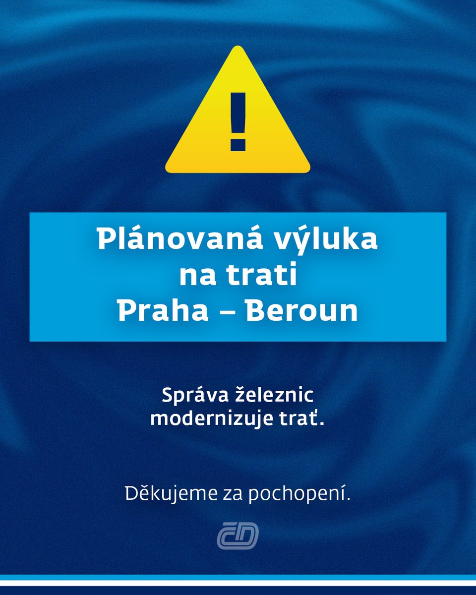 O nadcházejícím víkendu nás na trati mezi Prahou a Berounem čeká výluka🛤️❌v návaznosti na stavební činnost <a href="/Spravazeleznic/">Správa železnic</a> v úseku Praha-Smíchov – Praha-Radotín a souběžnou opravu Branického mostu. 

Oba dva víkendové dny vždy mezi cca 10:50 a 16:50 bude proto u regionálních i