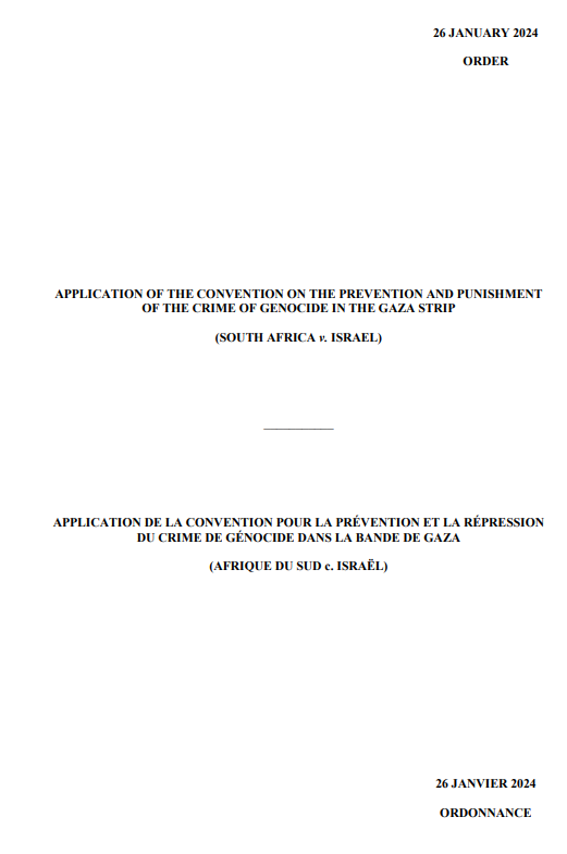 READ HERE: the full text of the #ICJ Order indicating provisional measures in the case concerning Application of the Convention on the Prevention and Punishment of the Crime of Genocide in the Gaza Strip (#SouthAfrica v. #Israel) tinyurl.com/3kp4uypn