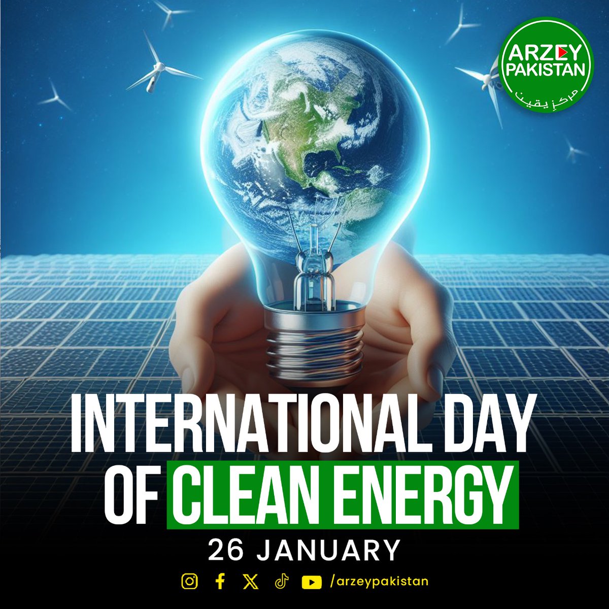 26 January - International Day of Clean Energy      

#CleanEnergyDay #RenewableRevolution #GreenTechCelebration #SustainableEnergyNow #CleanEnergyFuture #EcoFriendlyPower #RenewableEnergyDay #GoGreenJanuary #ClimateActionNow #GlobalCleanEnergy