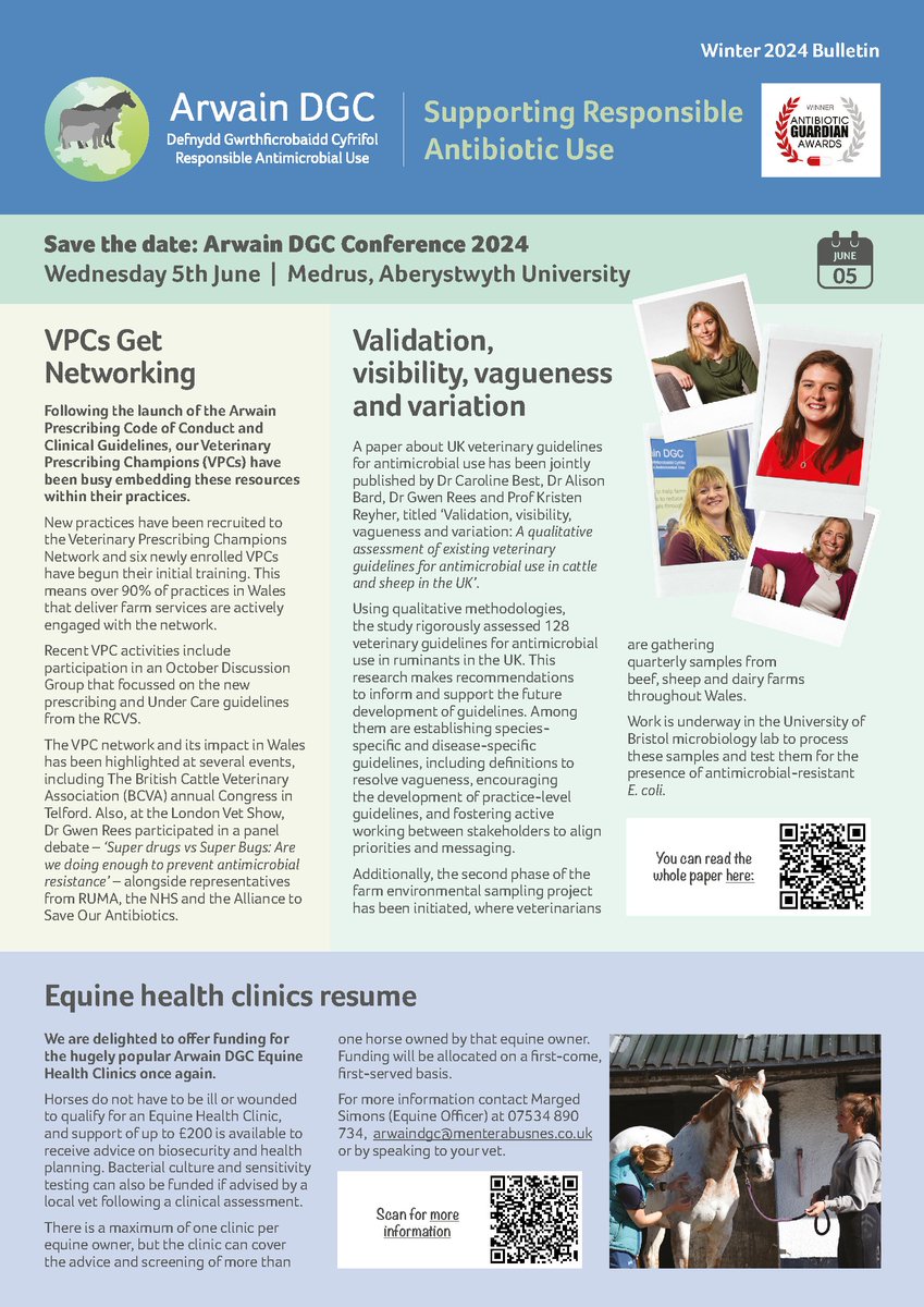📢The Winter Bulletin is out now📢

In this edition:
🤝New staff members
🐄POC Farms
🗣️AACTING Conference
📄a published paper
💊Mr Evans shares his story
🐎Equine health clinics

🔗bit.ly/3HzdFt5

#AMR #AntimicrobialResistance #AntibioticResistance #OneHealth