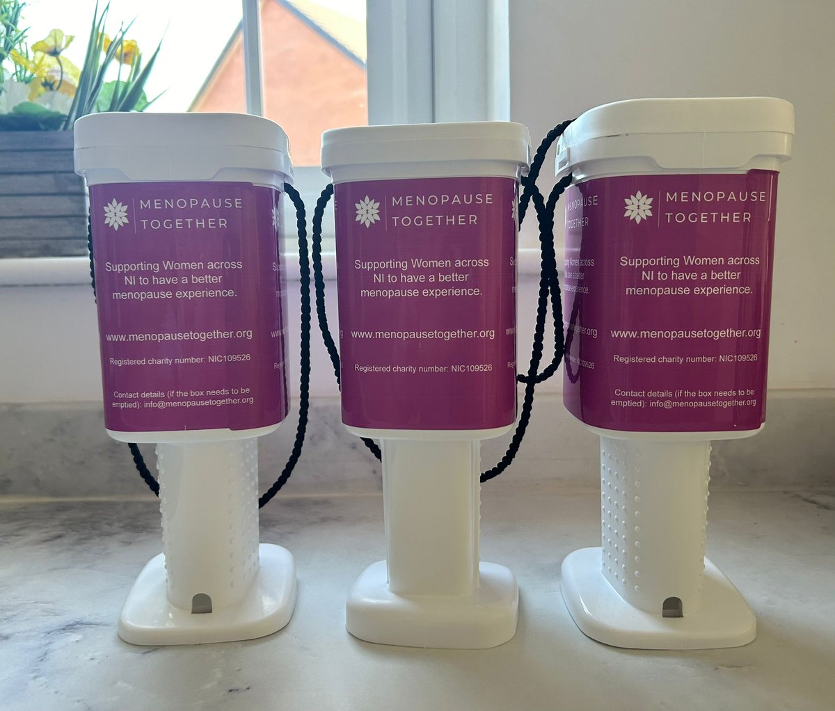 Well would you look at our new collection boxes 💜
#newcharity
#donations
#donationsmakeadifference 
#menopausetogether