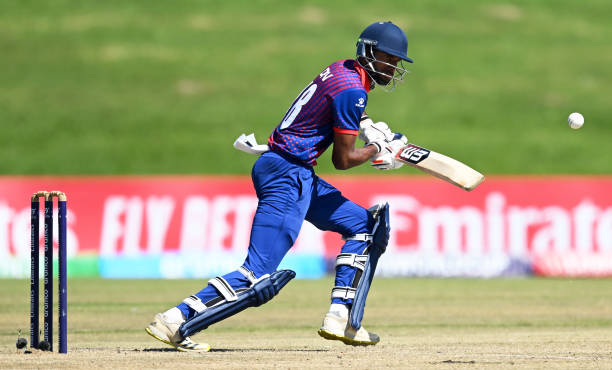 Wonderful knock from Skipper Dev Khanal - 50 up against Afghanistan. 4th skipper to hit fifty for Nepal in U-19 World Cup.

#NEPvAFG

📷: Gettyimages