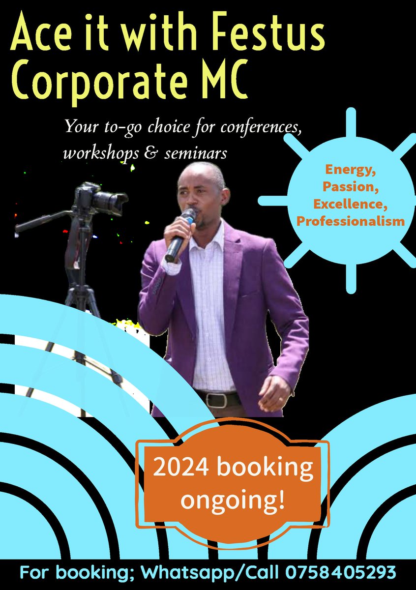 Festus_muasya's tweet photo. Hello people,
If you have a corporate event or conference coming up, then look no further, for a professional and reliable #eventhost

Kindly retweet this if you see it in your TL. It'll be a great favour for me🙏

#corporateevents
#digitalsummit2024
@NationAfrica https://t.co/HvuJBWS3GH