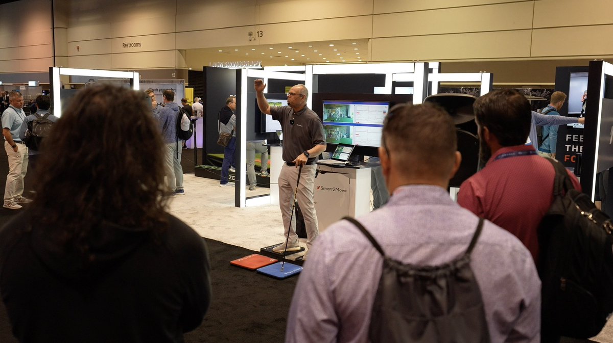 I presented at the Smart2move booth yesterday. I spoke about the ground reaction forces and upper torso linear movements of a tour player with 110 miles an hour clubhead speed compared to a long drive champion that I measured Wednesday with 150 miles an hour clubhead speed.  Fun!