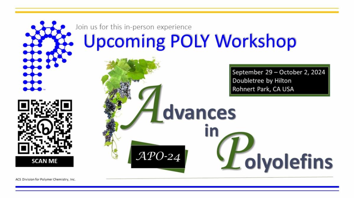 POLY_ACS's tweet photo. Mark your calendars for Advances in Polyolefins 2024
https://t.co/oaeNFaz8XD
#POLYworkshop #APO24 #networkwithPOLY https://t.co/1hW0wMa6Mt