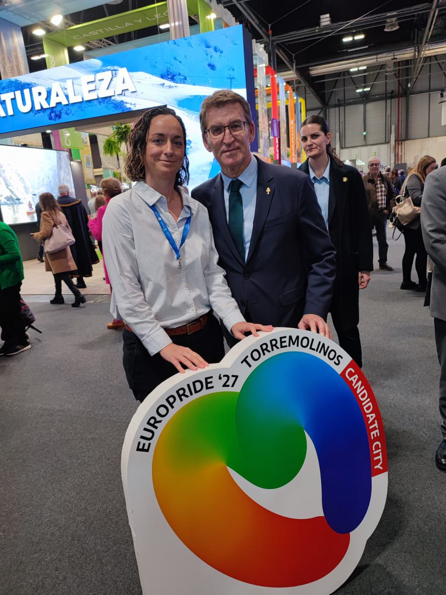 margadcm's tweet photo. Gracias, @nunezfeijoo por apoyar la candidatura de Torremolinos como sede del Europride 2027. Un compromiso con los Derechos Humanos y la Libertad. @EuroPride #Torremolinos #Fitur https://t.co/REwPtZG0Hz