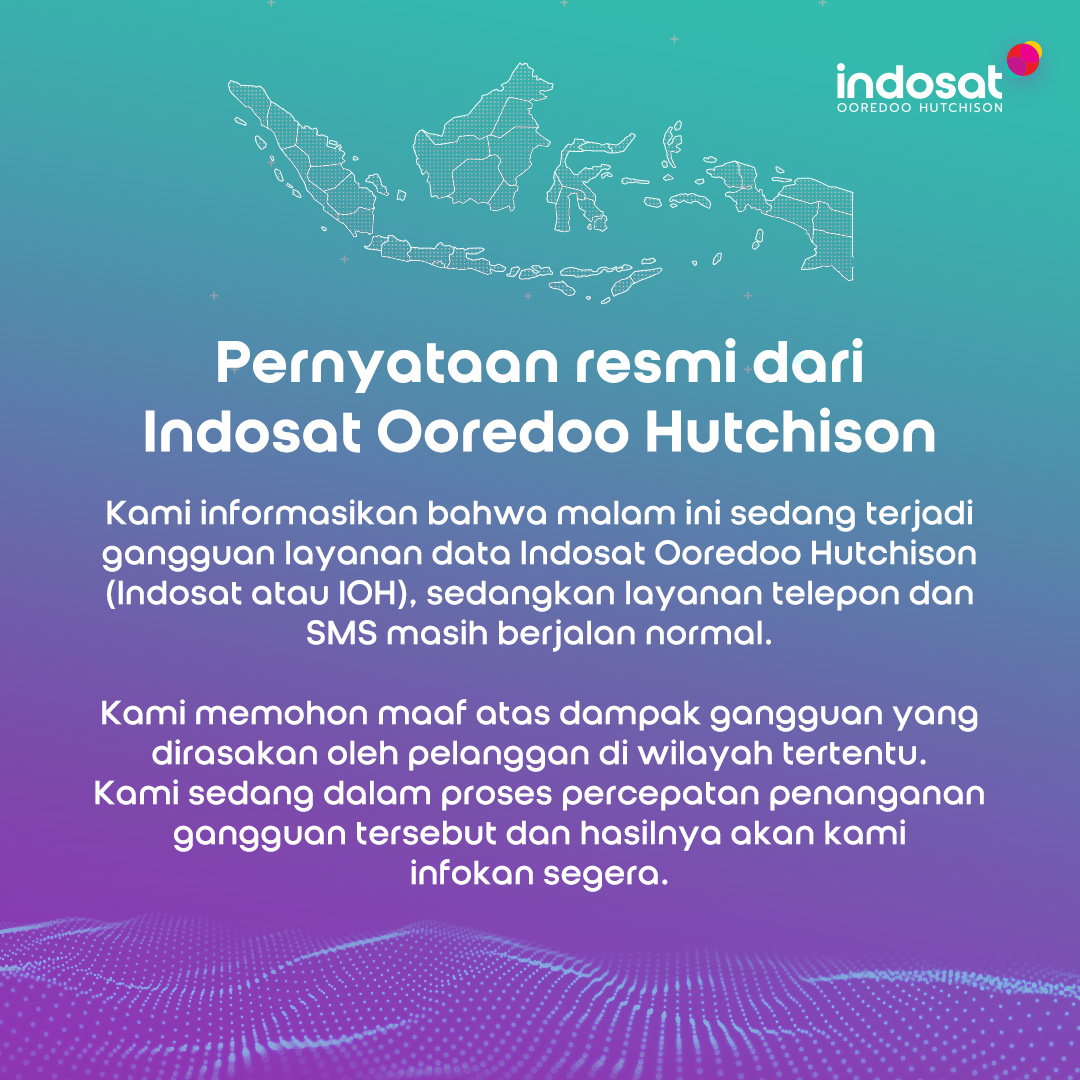 Info dari kami untuk seluruh Sahabat Indosat. Kami sedang mempercepat penanganan dan hasilnya akan kami infokan segera. #IndosatOoredooHutchison