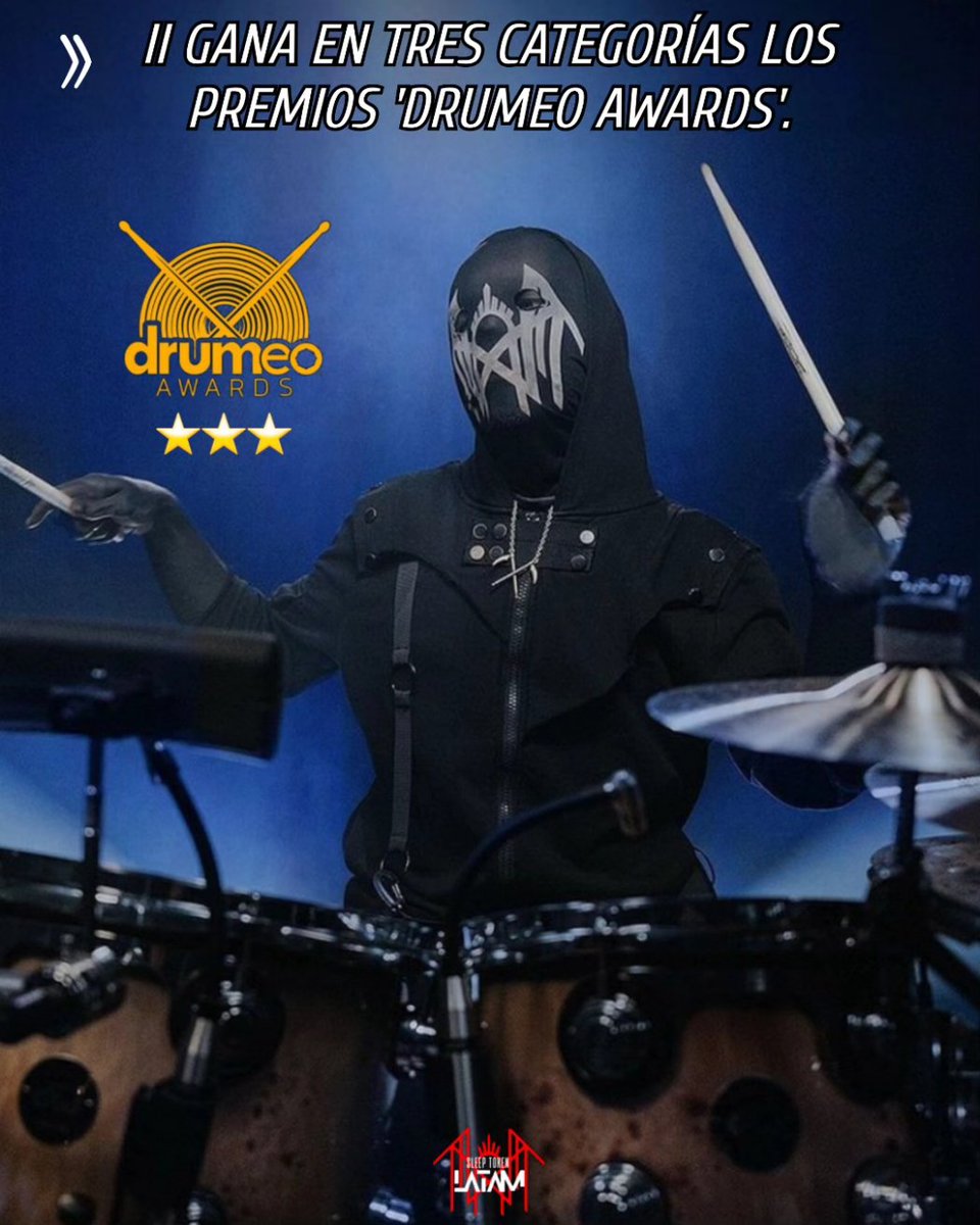 Ayer @drumeo transmitió en vivo por YouTube los premios #DrumeoAwards 
@ii_sleeptoken afortunadamente ganó en 3 categorias: 'Batero del Año' , 'Grabación de Batería del Año' y 'Baterista de Metal del Año'.

Felicitaciones ii, te lo mereces 👑

#SleepTokenLATAM #SleepToken