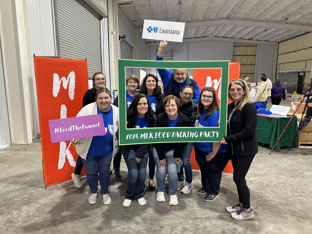 As we close out this week, looking back on the hundreds of @BCBSLA, <a href="/Entergy/">Entergy</a>, <a href="/HealthyBlueLA/">Healthy Blue Louisiana</a> and community partners who packed 200,000+ meals for those in need we’d across the state last week. One photo each from Baton Rouge, New Orleans, Thibodaux, Lafayette …