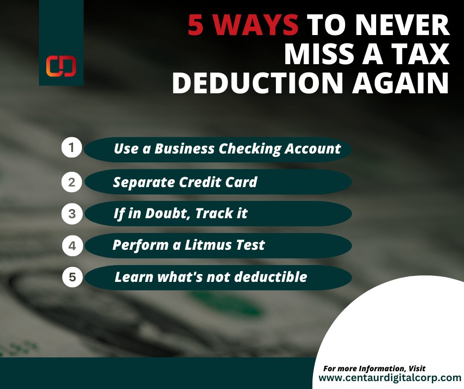 Here are five key tips to make sure you never miss a tax deduction again.

#TaxSavings #DeductionTips #TaxPlanning #MaximizeRefunds