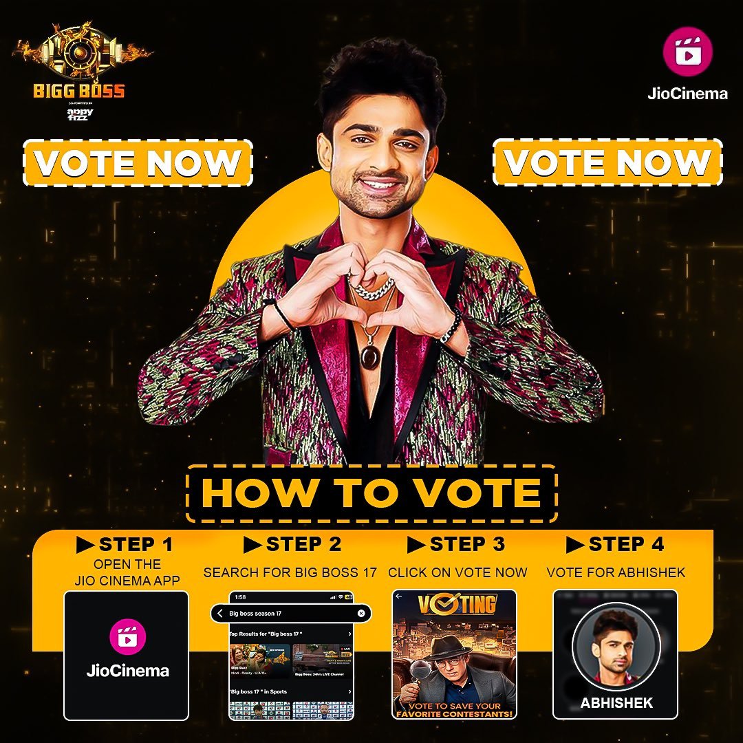 TheKhabriTak's tweet photo. How Many Likes, Repost, Quotes &amp; Comments for #AbhishekKumar ??

Voting Lines are open Till 28-Jan-24 (Sun -12pm)

#VoteForAbhishek #BB17 #BiggBoss #BiggBoss17 https://t.co/ngtpo4N1Nh