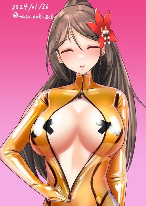 #艦これ版深夜の真剣お絵描き60分一本勝負 
#艦これ版真剣お絵描き60分一本勝負_20240126
天城ラバースーツmode。 