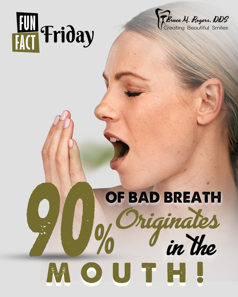 brucerogersdds's tweet image. 90% of Bad Breath Originates in the Mouth! 

#funfactfriday #funfacts #funfactory #dentalfacts #badbreathsolutions #badbreath #freshbreath