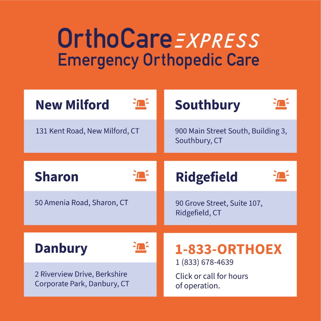 OrthoCare Express, part of OrthoConnecticut, provides same-day emergency care!  Visit the link in our bio for more info. #OrthoCT #GetMovingCT #NewMilfordCT #SouthburyCT #RidgefieldCT #SharonCT #DanburyCT