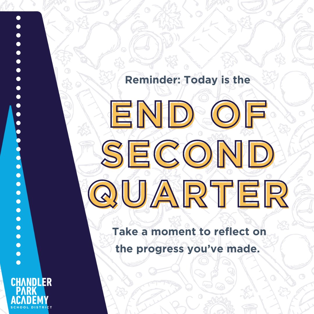 CPADistrict's tweet image. ⏰ End of Quarter Alert! As we close the second quarter today, let&apos;s pause and appreciate our journey so far. Halfway through the school year, and your growth is evident! Keep shining and striving. 📚✨ #MidYearReflection #AcademicProgress #HalfwayThere #Classof2024
