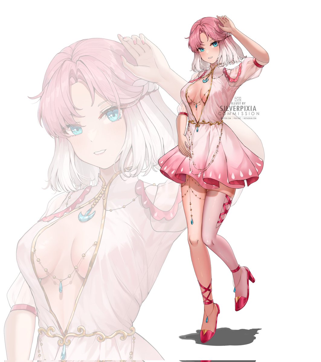 silverpixia's tweet photo. Character reference sheet commission for Exorblou! Had fun doing this, the color palette is different than my usual one🩵🌸

(Full char sheet below)
#artcommission https://t.co/A0v2kDAOCz