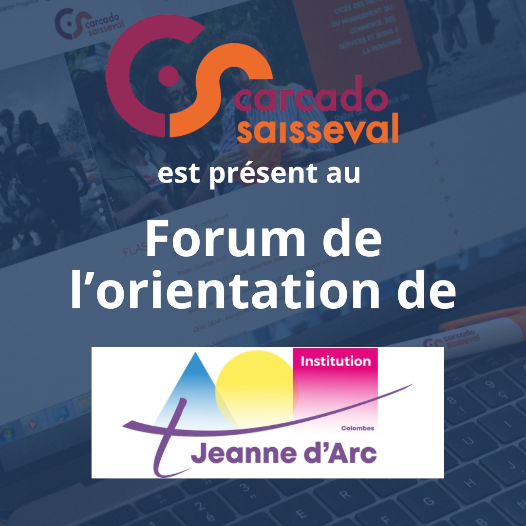 CARCADOSAISSEVA's tweet image. @CARCADOSAISSEVA est présent ce lundi 29 janvier 2024 au forum de l'orientation de l'Institution Jeanne d'Arc de Colombes (92).
#orientation #orientationscolaire #lycee #lyceeprofessionnel #lyceetechno #lyceegeneral #enseignement #enseignementsuperieur #carcadosaisseval #carcado
