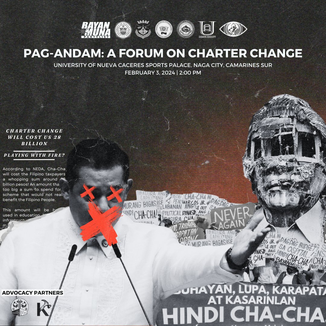 UNC_PLS's tweet photo. 𝗣𝗔𝗚-𝗔𝗡𝗗𝗔𝗠: 𝗔 𝗙𝗼𝗿𝘂𝗺 𝗼𝗻 𝗖𝗵𝗮𝗿𝘁𝗲𝗿 𝗖𝗵𝗮𝗻𝗴𝗲

Join us as we tackle and discuss Cha-Cha (Carter Change) in our event called 'PAG-ANDAM: A Forum on Charter Change.'

You can register through this link: https://t.co/ZFKXOkTYnO

#Makiaram (1/6) https://t.co/MtMY29EZRW