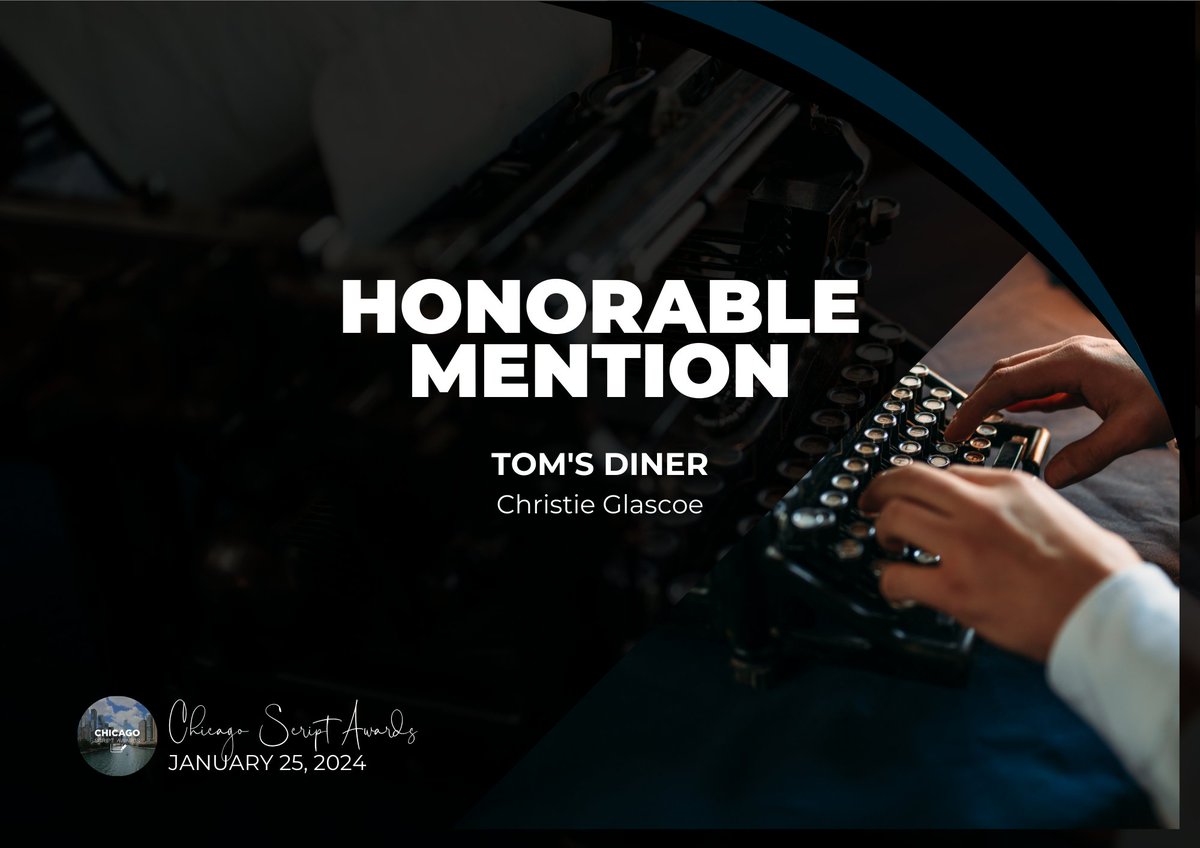 chatterboxcgc's tweet photo. My short film #screenplay "Tom's Diner" received a HONORABLE MENTION in the 2024 Winter Edition of the #ChicagoScriptAwards. Not a win, but I'll take it! I know this little guy has legs, and it's just a matter of time before I add laurels to the movie poster.
#screenwriting https://t.co/ZQgVRNwj0I