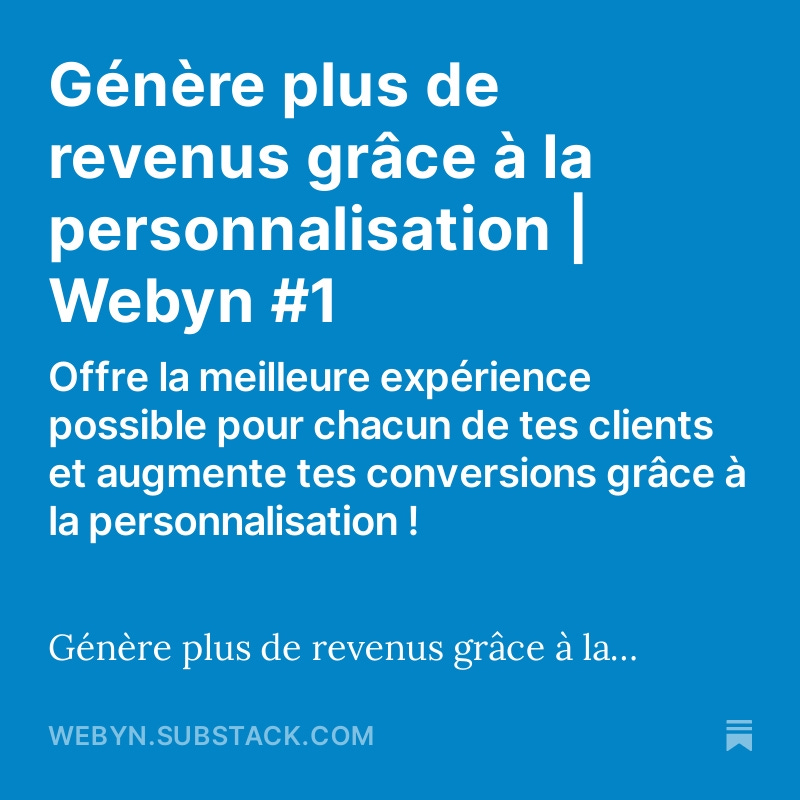 WebynAi's tweet photo. Optimisez vos revenus en ligne avec la personnalisation! Adaptez votre site web aux préférences de chaque visiteur pour améliorer l'expérience utilisateur et booster les conversions.

#Personnalisation #Optimisation #Conversion https://t.co/OlCQpgifBY
