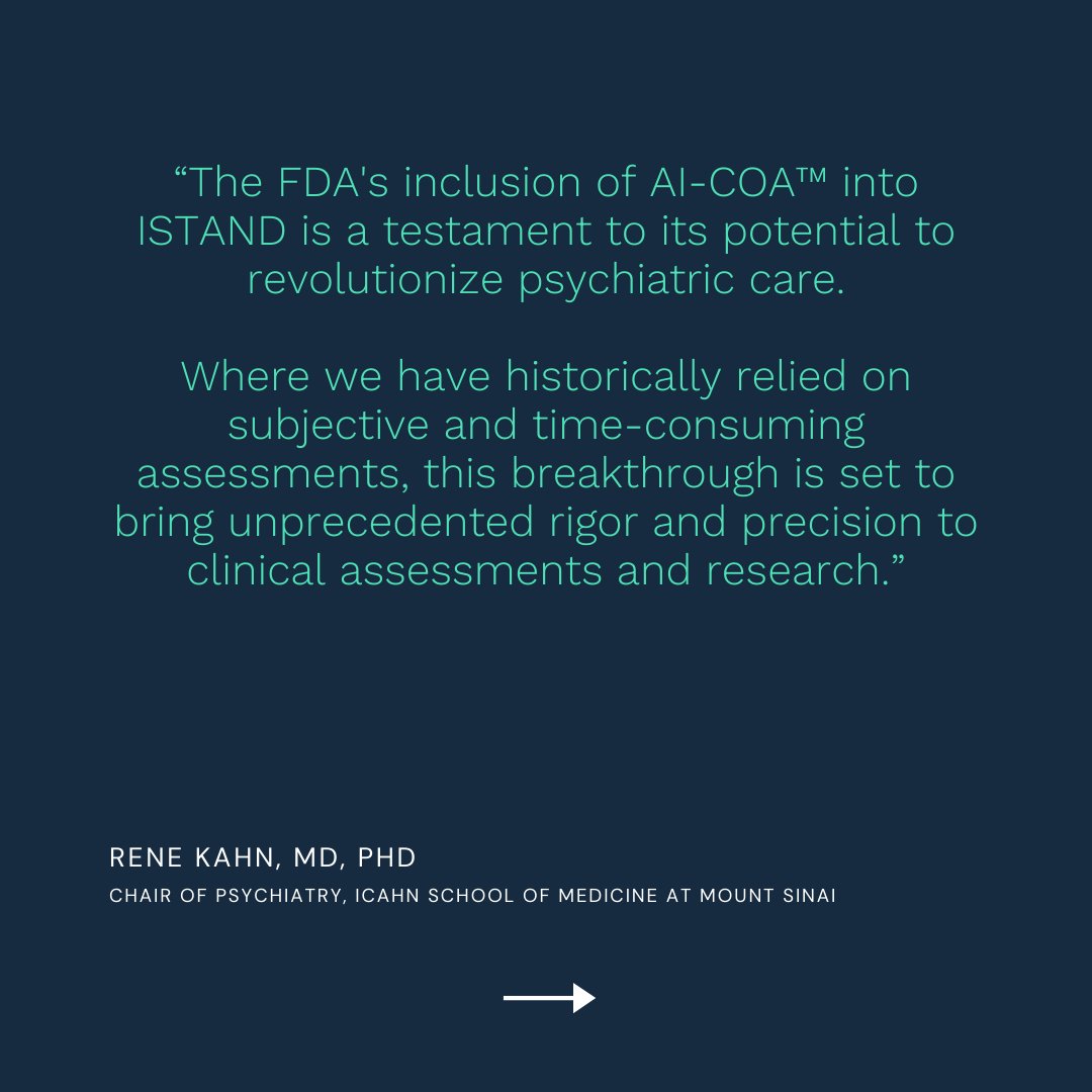 maafjes's tweet photo. Our @FDA Milestone! @Deliberate_ai  AI-COA™ is part of ISTAND, Breaking New Ground in AI and Mental Health!  https://t.co/xNsIHWLlWO

#DigitalHealth #HealthTech #Medtech #Multimodal #AI #PharmaInnovation #ClinicalTrials #Depression #Anxiety #AIEthics #AIinHealthcare https://t.co/4SKTHpswam